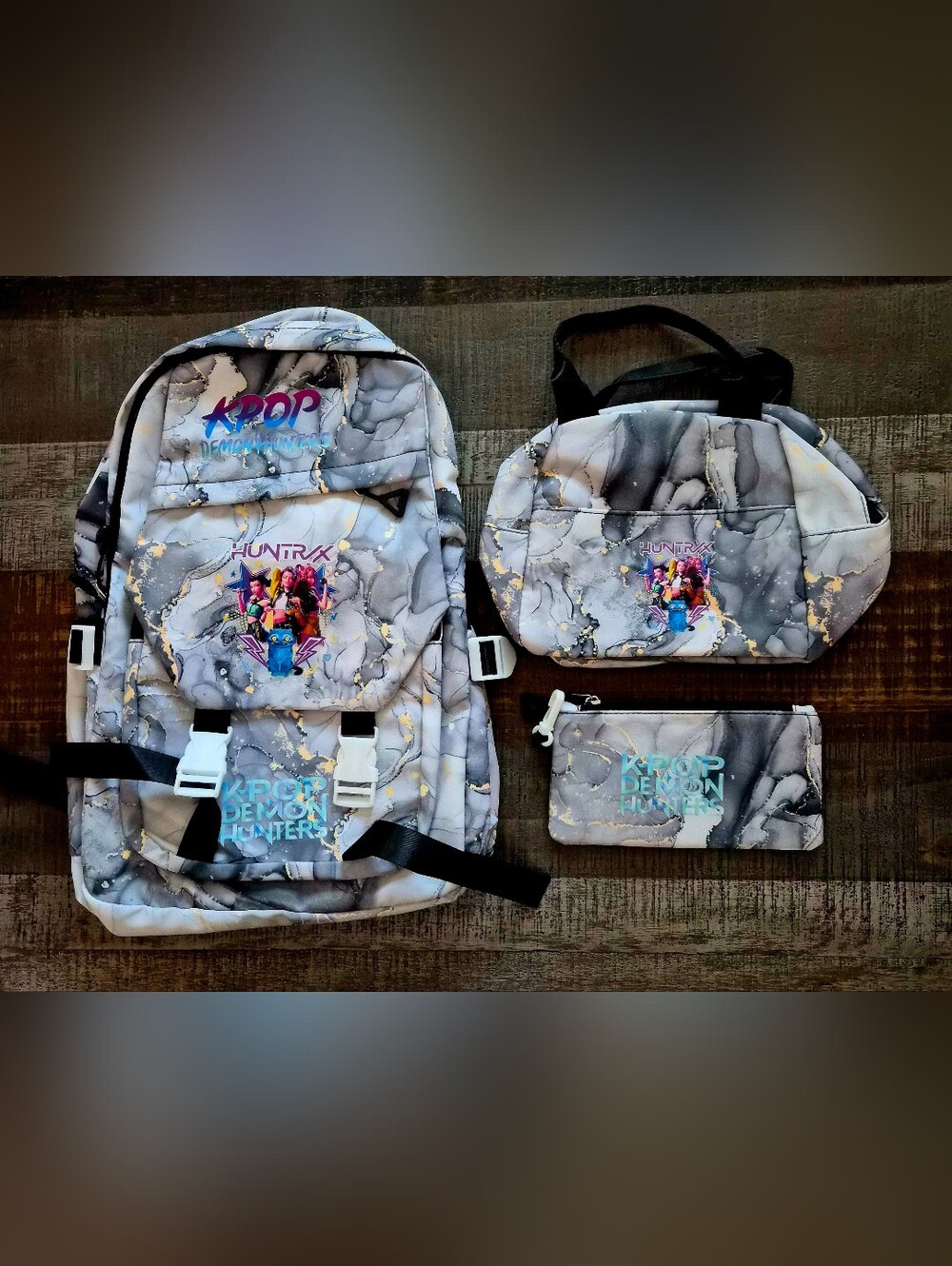 Back to School! K-Pop 3 Pc Backpack Set ~ Nice & Sturdy ~ Gorgeous Graphics BNIP